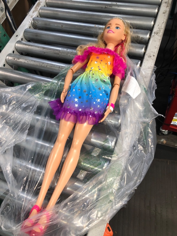 Photo 2 of Barbie Large Doll with Blond Hair, 28 Inches Tall, Rainbow 