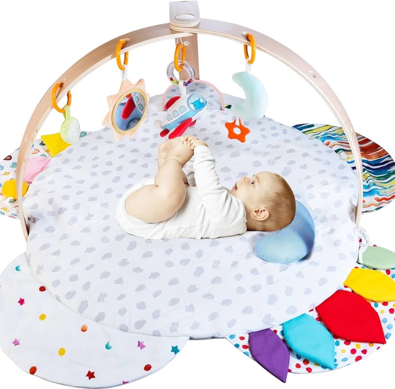 Photo 1 of Baby Play Gym with Play Mat for Babies & Toddlers, Wooden Baby Einstein Activity Center 