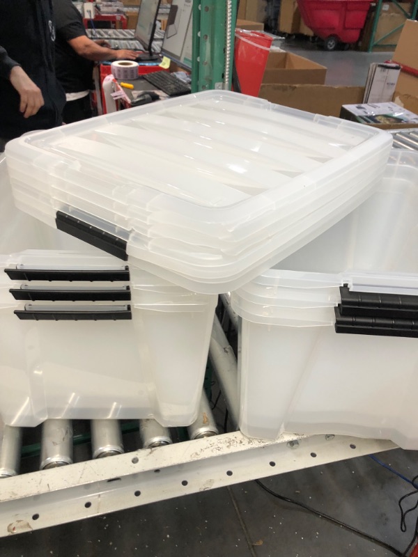 Photo 3 of *Damaged non refundable* 
IRIS USA 40 Qt. Plastic Storage Bin Tote Organizing Container with Durable Lid - 6 Pack, 3 of the bins are damaged refer to pic.