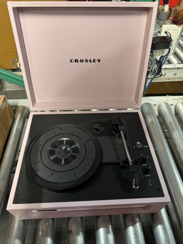 Photo 2 of Crosley CR8017B-AM Voyager Vintage Portable Turntable with Bluetooth in/Out and Built-in Speakers, Amethyst Bluetooth In/Out Amethyst