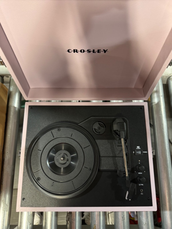 Photo 4 of Crosley CR8017B-AM Voyager Vintage Portable Turntable with Bluetooth in/Out and Built-in Speakers, Amethyst Bluetooth In/Out Amethyst