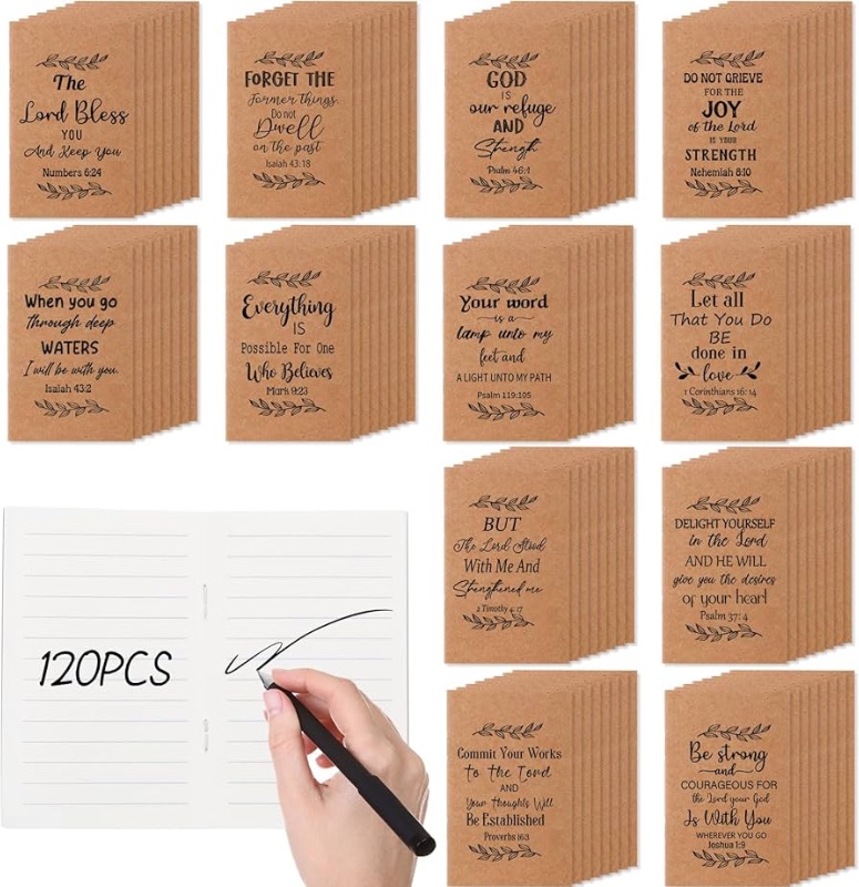 Photo 1 of Qilery 120 Pcs Christian Mini Kraft Notepads Bible Verse Inspirational