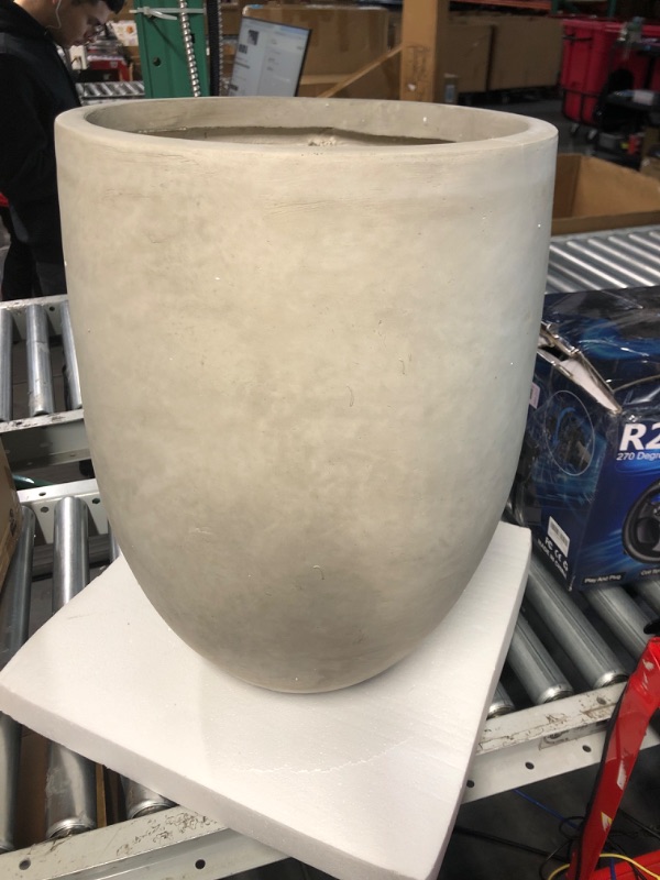 Photo 2 of (READ NOTES) Kante 21.7" H Weathered Concrete Tall Planter, Large Outdoor Indoor Decorative Pot