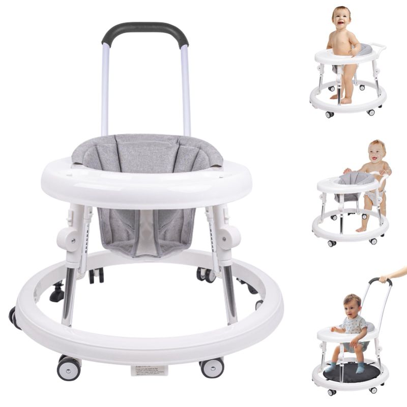 Photo 1 of Baby Walker with Wheels, 3 in 1 Activity Center with Mute Wheels Anti-Rollover White