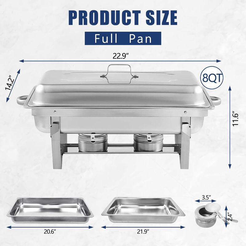 Photo 1 of  4 Pack 8 Qt Full Size Stainless Steel Chafing Dishes