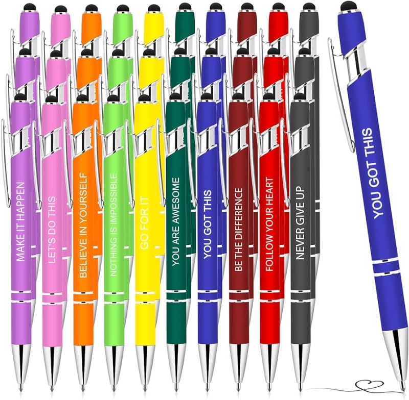 Photo 1 of Greengines 100 PCS Inspirational Pens Bulk, Motivational Ballpoint Pen with Stylus Tip Funny Ink Pens Bulk 