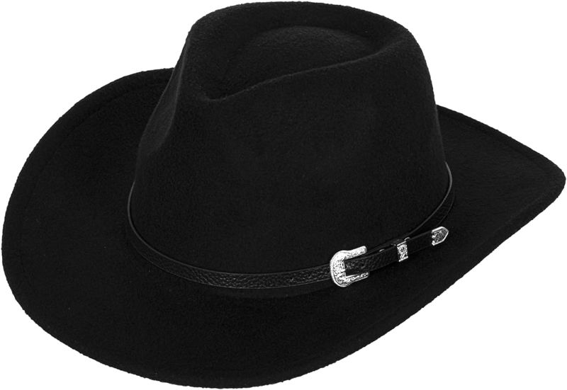 Photo 1 of Western Felt Cowboy Cowgirl Hat - Wide Brim - Buckle Belt 