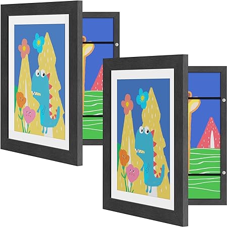 Photo 1 of ***ONLY ONE*** upsimples 1 Pack Kids Art Frames 10x12.5, Front Opening 8.5 x 11 Frame for Artwork Display & Storage Holds 50, Kids Artwork Frames Changeable for Children Art Projects, Drawings, 3D Art, Crafts, Black