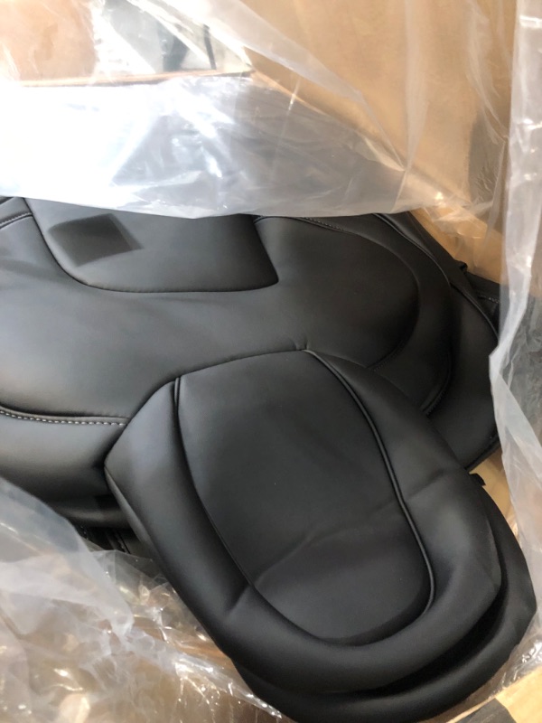 Photo 2 of (READ NOTES) Maysoo Tesla Model Y Seat Covers Nappa Leather Car Seat Covers, for Tesla Model Y 2023 2022-2020 BLACK FRONT SEAT