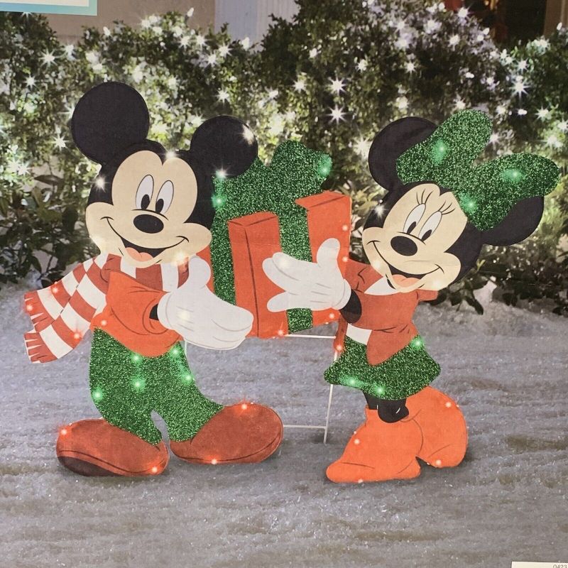 Photo 1 of (READ NOTES) Disney Magic Holiday Mickey & Minnie Mouse Lighted Yard Decor