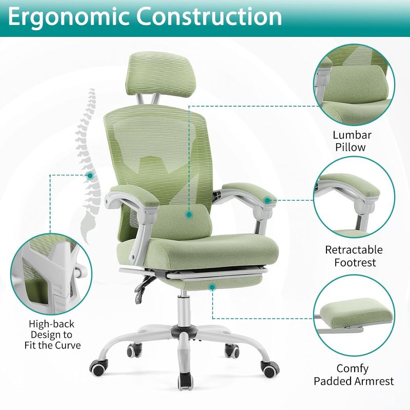 Photo 1 of ***USED - MISSING PARTS - CANNOT BE ASSEMBLED - NOT FUNCITONAL - FOR PARTS ONLY - NONREFUNDBALE***
Ergonomic Office Chair, High Back Green