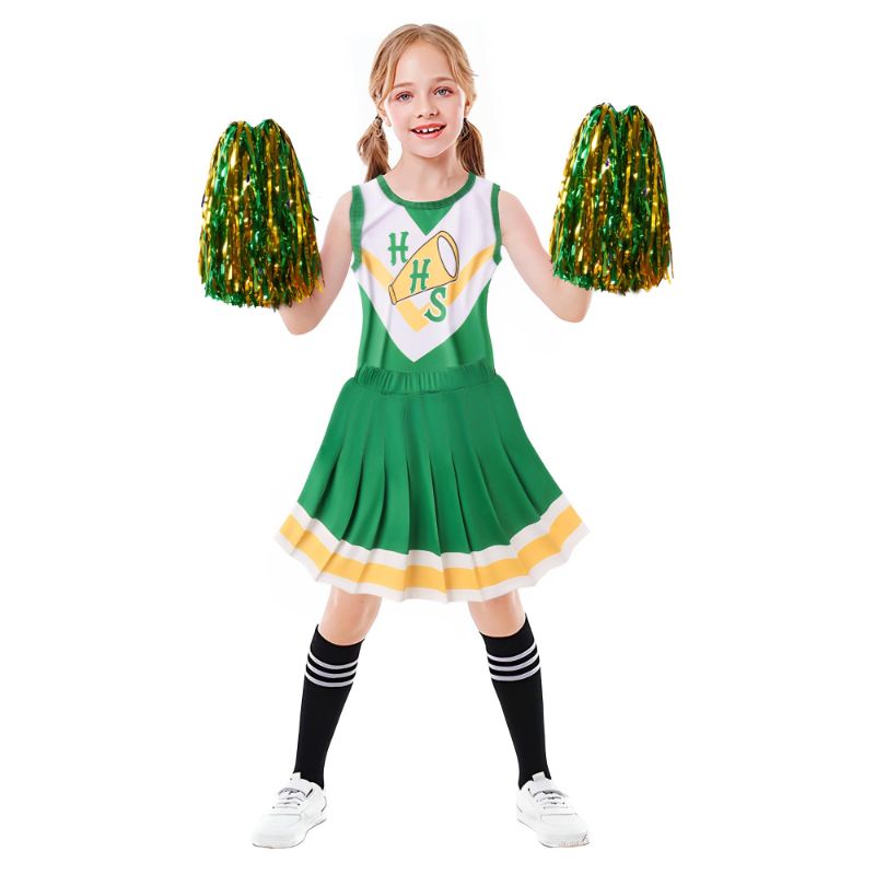 Photo 1 of CYNICISM Chrissy Cheerleader Costume Girls Hawkins Cheerleader Green 130