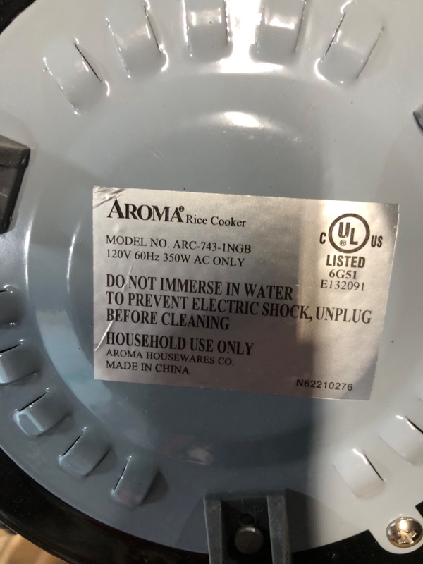 Photo 4 of *SEE NOTES*
Aroma Housewares 6-Cup (Cooked) (3-Cup Uncooked) Pot Style Rice Cooker and Food Steamer (ARC-743-1NG), BLACK