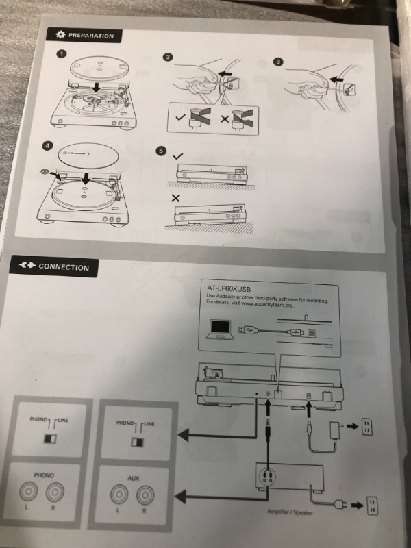 Photo 4 of Audio-Technica AT-LP60X-BK Fully Automatic Belt-Drive Stereo Turntable, Black, Hi-Fi, 2 Speed, Dust Cover, Anti-Resonance, Die-Cast Aluminum Platter