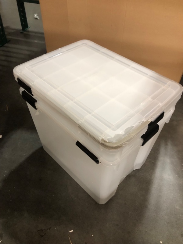Photo 5 of * SEE NOTES * IRIS USA 2 Pack 103qt WEATHERPRO Airtight Wheeled Plastic Storage Bin with Lid and Seal and Secure Latching Buckles, Pull Handle 103 Qt. - 2 Pack