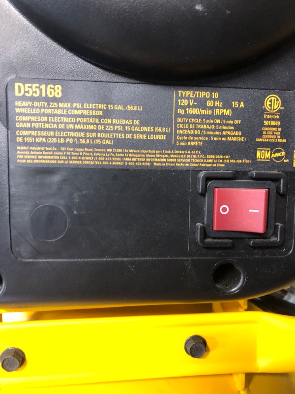 Photo 2 of ***NOT FUNCTIONAL - FOR PARTS ONLY - NONREFUNDABLE - SEE COMMENTS***
DEWALT DXCM271.COM 27 Gal. 200 PSI Portable Air Compressor