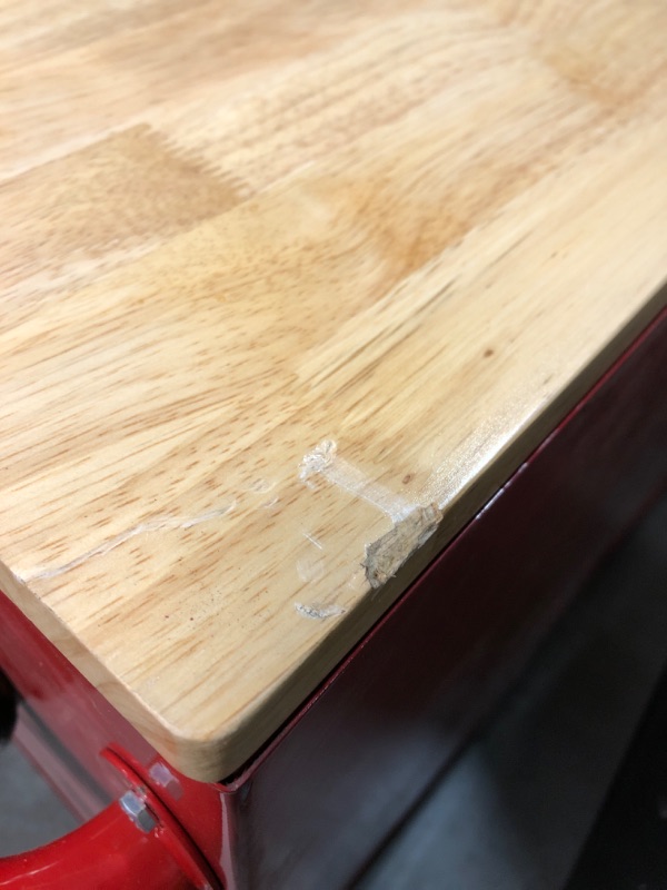 Photo 1 of 42 in. W x 18.1 in. D 8-Drawer Red Mobile Workbench Cabinet with Solid Wood Top
***HAS SOME SCRATCHES AND DIRTY***
***SEE PICTURES FOR DETAIL***