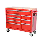 Photo 1 of 42 in. W x 18.1 in. D 8-Drawer Red Mobile Workbench Cabinet with Solid Wood Top
***HAS SOME SCRATCHES AND DIRTY***
***SEE PICTURES FOR DETAIL***