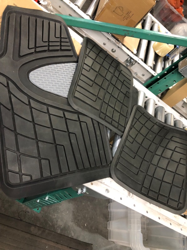 Photo 1 of Automotive Floor Mats Gray Black Universal Fit Heavy Duty Rubber fits Most Cars, SUVs, and Trucks, Full Set Trim to Fit FH Group F11311GRAYBLACK Gray/Black