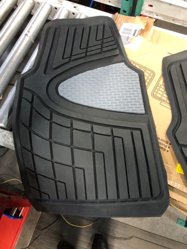 Photo 1 of Automotive Floor Mats Gray Black Universal Fit Heavy Duty Rubber fits Most Cars, SUVs, and Trucks, Full Set Trim to Fit FH Group F11311GRAYBLACK Gray/Black