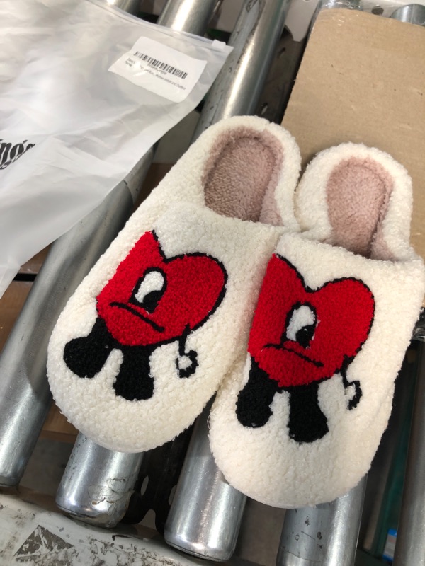 Photo 2 of Bad Cute Bunny Slippers for Women Men Kawaii Cartoon Fun Heart Bunny Soft Plush