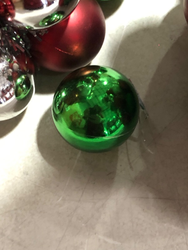 Photo 6 of ***DAMAGED - ORNAMENTS CRACKED AND BROKEN OFF - SEE PICTURES***
Meooeck 2 Pcs Christmas Ball Tree 16 Inch Fireplace Table Decoration  (Red, Silver, Green)