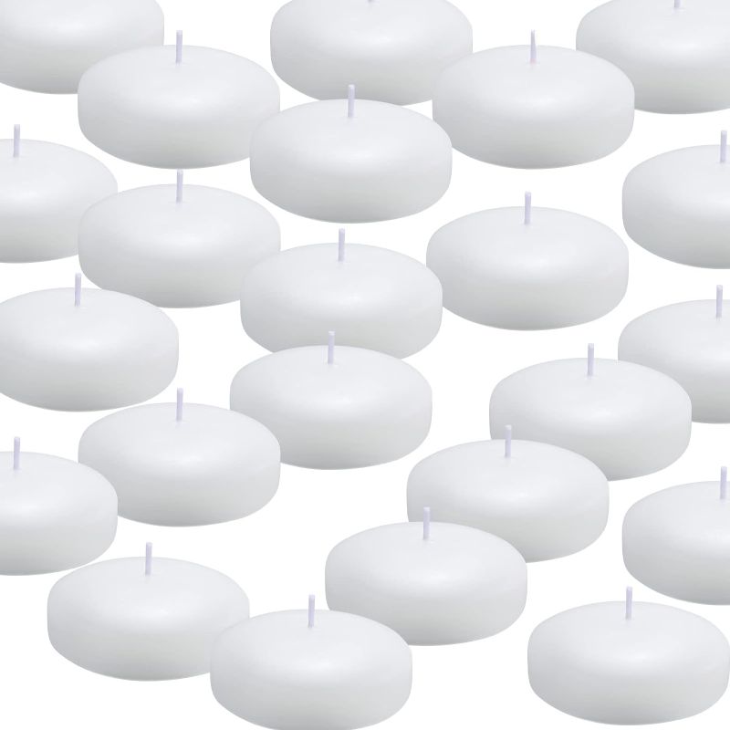 Photo 1 of (Set of 36) Floating Candles, 3 inch White Dripless Wax Burning Candles