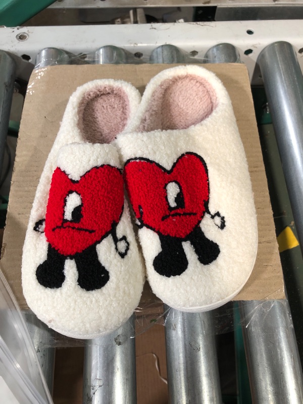 Photo 2 of Bad Cute Bunny Slippers for Women Men Kawaii Cartoon Fun Heart Bunny Soft Plush House Slipper Keep Warm Couples Slides