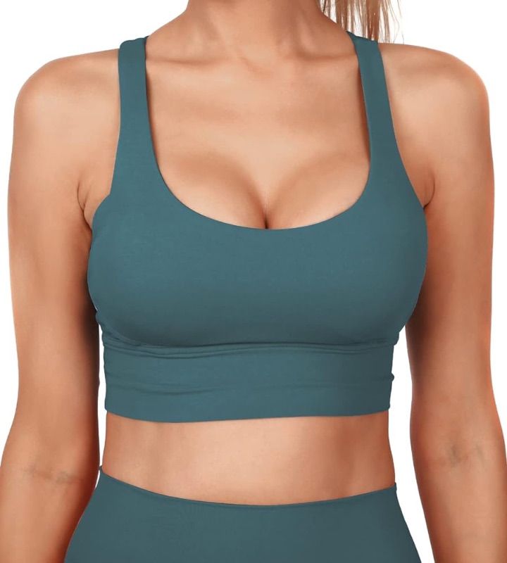 Photo 1 of Grace Form Strappy Sports Bra for Women Padded High Impact Push Up Athletic Running, Med.