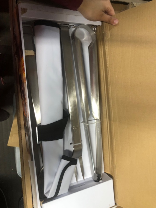 Photo 1 of Solo Stove Heavy Duty Grill Tools 304 Stainless Steel BBQ Set Includes Spatula Tongs and Meat Fork Great Accessories for Outdoor Barbecue Grills Flip Spear and Turn Includes Heavy Duty Carry Case