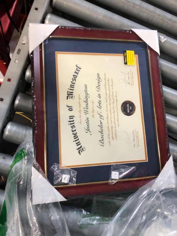 Photo 1 of CORE ART 11x14 Diploma Frame Display Certificates 8.5 x 11 with Red Mat or Documents 11 x 14 without Mat, College Degree Wooden Frame with Tempered Glass for Wall and Tabletop Display(Cherry Red) Cherry Red - Red 11x14 for 8.5x11