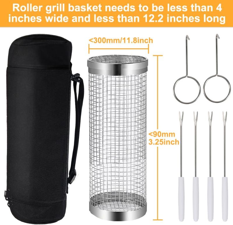 Photo 1 of Bbq Rolling Grilling Baskets Storage Bags for Outdoor Grilling,2pcs Large Portable Round grilling Baskets Pouch,Stainless Steel Net Tube Grill Adjustable Cloth Bag and Hiking Barbequ Tool Storage