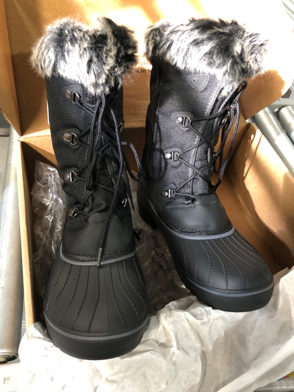 Photo 2 of ALEADER Women's Warm Faux Fur Lined Mid Calf Winter Snow Boots 10 Black