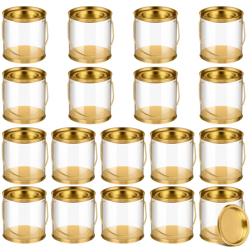 Photo 1 of 12 Pcs Paint Cans Clear Plastic Paint Cans Mini Empty Bucket with Lids Small