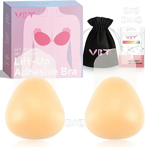 Photo 1 of RHYFF Adhesive Bra Strapless Sticky Push Up Silicone Reusable Invisible Lifting Bra for Women with Nipple Covers