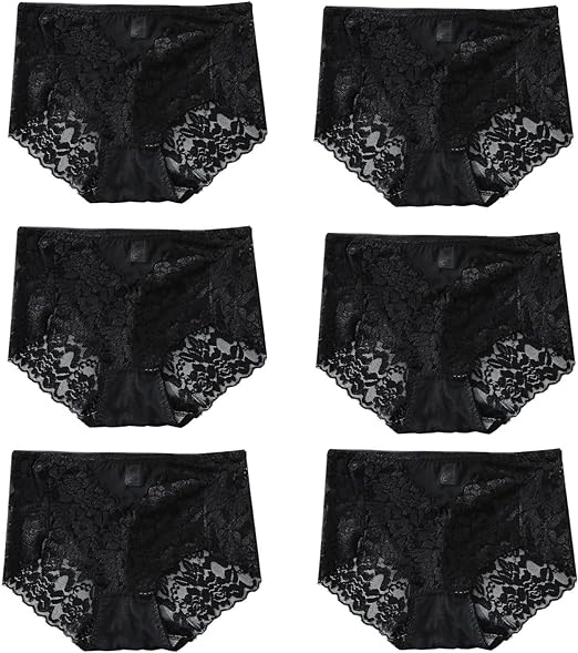 Photo 1 of CINVIK High Waisted Underwear for Women Lace Briefs Curvy Silky French Cut Panties Multipack 4xl 