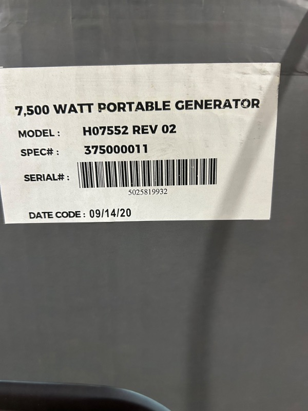 Photo 2 of Firman R-H07552 9,400 W / 7,500 W Hybrid Dual Fuel Generator