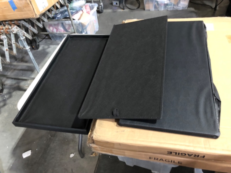 Photo 3 of ***DAMAGED - CUTS ON TOP - SEE PICTURES***
YOUDENOVA 30 inches Folding Storage Ottoman, 80L Storage Bench for Bedroom and Hallway, Faux Leather, Black 30”L x 15”W x 15”H