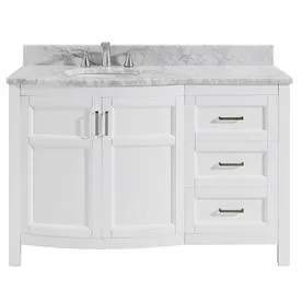 Photo 10 of **Details in Notes**allen + roth Moravia White Vanity with Natural Italian Carrara Natural Marble Top (Common Size: 48-in x 20-in)