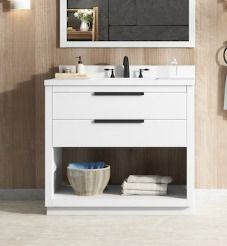 Photo 1 of **Details in Notes** Origin 21 Beecham 36-in White Undermount Single Sink Bathroom Vanity with White Engineered Stone Top
