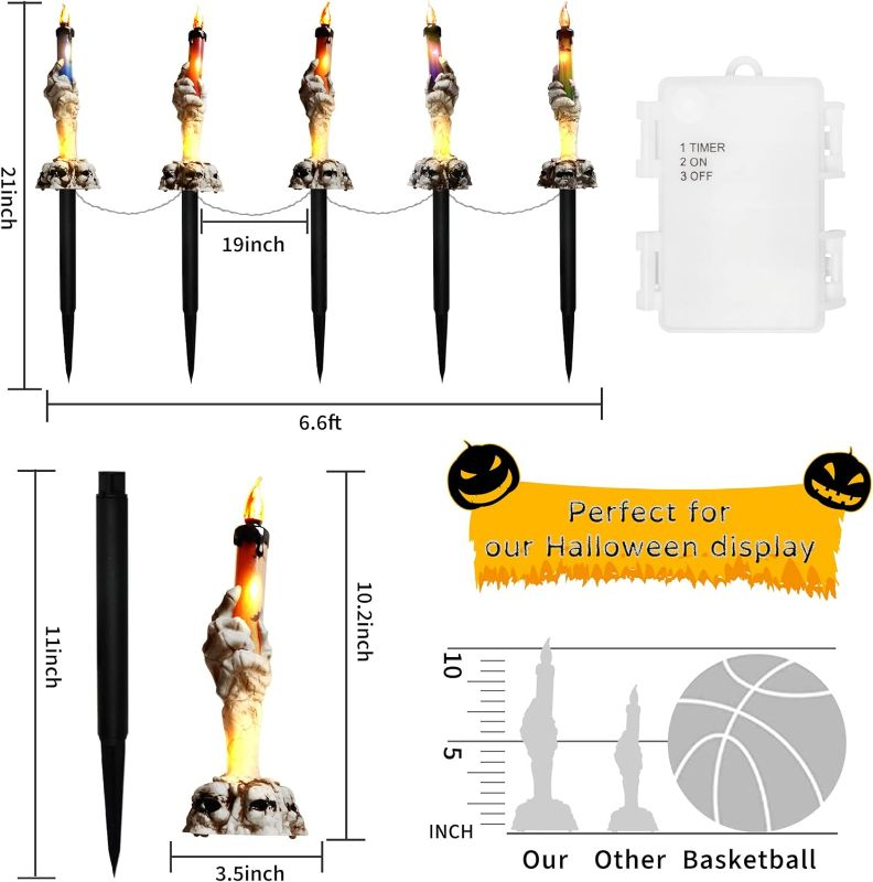 Photo 1 of **MISSING STAKES**CANDLES ONLY**
Halloween Decorations, Large Lighted Skeleton Hands Hold Candle with Stakes,(5 Pack)