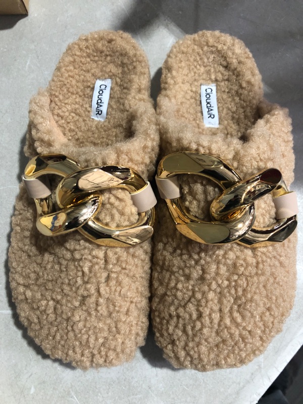 Photo 2 of * used * see images *
CLOUDAIR Fantsie Womens Fuzzy Slippers for House, Indoor & Outdoor - Light Brown 9
