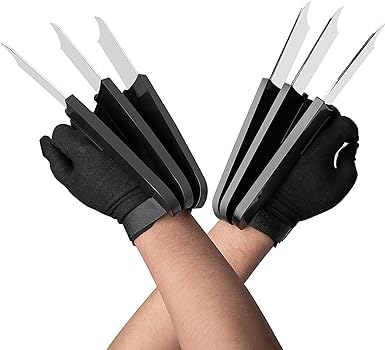 Photo 1 of  1 Pair Halloween Wolf Claws - Retractable Wolf Finger Fits All Finger Sizes - Halloween Costume Paw Gloves Accessories for Halloween Party Cosplay Costume Black
