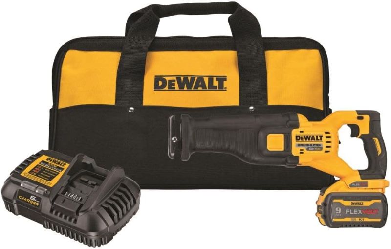 Photo 1 of (READ FULL POST) DeWalt DCS389X1 Recipricating Saw Kit, 60-Volt Max, LED Light, 1-1/8-In. Stroke, With Battery Charger