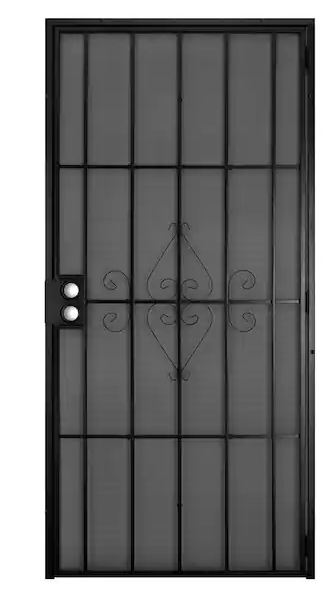 Photo 1 of ***USED - NO PACKAGING - DOORKNOBS AND HARDWARE NOT INCLUDED***
Unique Home Designs 32 in. x 80 in. Su Casa Black Surface Mount Outswing Steel Security Door with Expanded Metal Screen