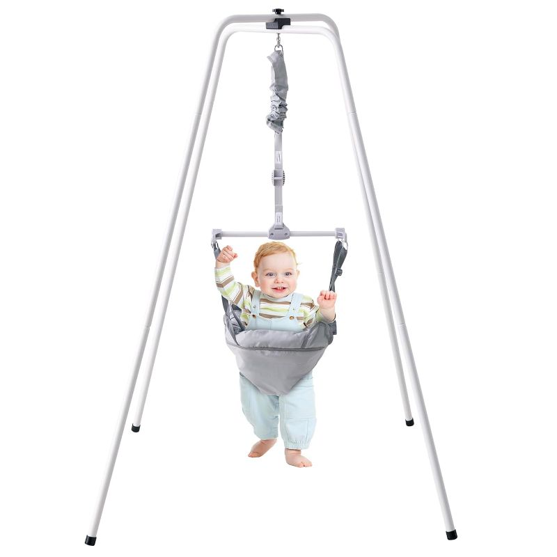 Photo 1 of Baby Jumper with Stand, 35LBS Strong Loading Baby Bouncers, Height-Adjustable Toddler Infant Jumper for 3+ Months, Quick-Folding Indoor/Outdoor Jumper Exerciser Gifts for Babies