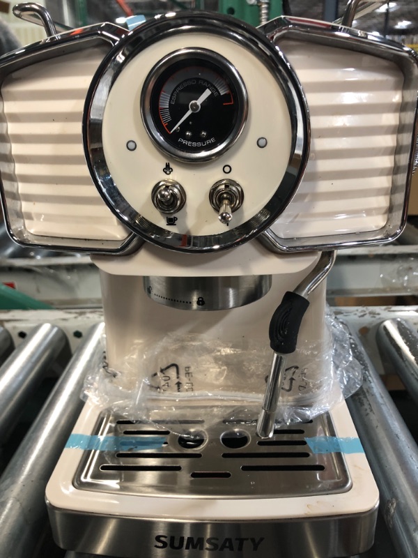 Photo 4 of ***PARTS ONLY NON REFUNDABLE NO RETURNS SOLD AS IS***SUMSATY Espresso Coffee Machine 20 Bar, Retro Espresso Maker with Milk Frother Steamer Wand for Cappuccino, Latte, Macchiato, 1.8L Removable Water Tank, ETL Listed, Coffee Spoon, Vintage Black