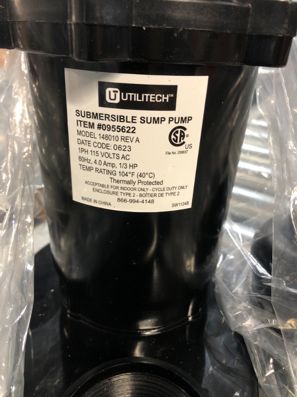 Photo 3 of *** NONREFUNDABLE  PARTS ONLY**** 1/3-HP Aluminum Submersible Sump Pump