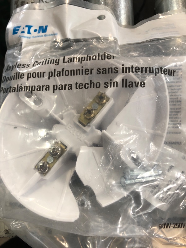 Photo 2 of *** NONREFUNDABLE  PARTS ONLY****Eaton S1174W-F-LW Keyless Ceiling Lampholder; High-Temperature Plastic to Reduce Breakage; Keyless Switch; Medium Base; 14-10 AWG; for use with 3.75 or 4-inch Box; 250V/660W