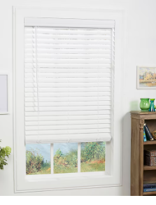 Photo 1 of  + roth Trim at Home 2-in Slat Width 35-in x 48-in Cordless White Faux Wood Room Darkening Blinds